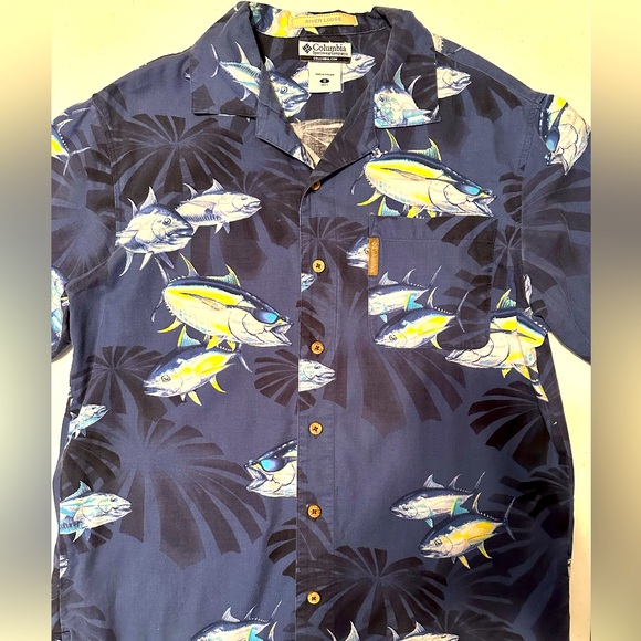 Men’s Columbia fish print short sleeve shirt - Picture 1 of 8